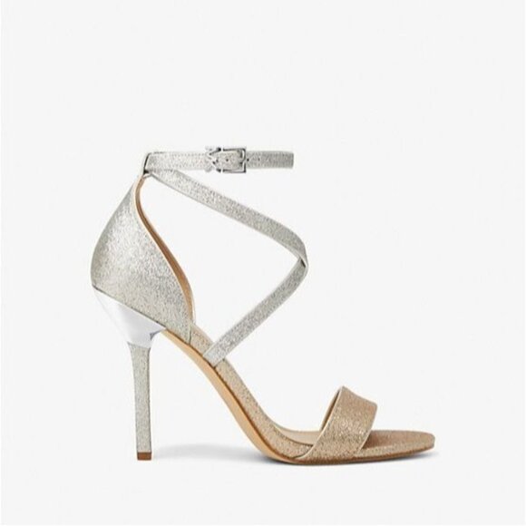 Michael Kors Astrid Stiletto Dress Sandals Embellished Pale Gold Size 6 NEW - Picture 2 of 6